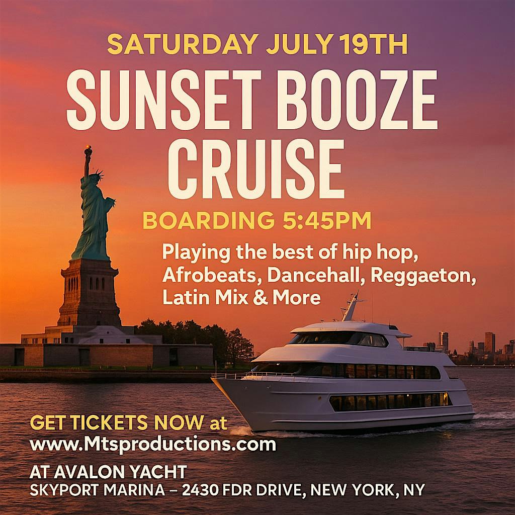 Sunset Booze Cruise aboard Avalon Yacht NYC – Saturday, July 19th